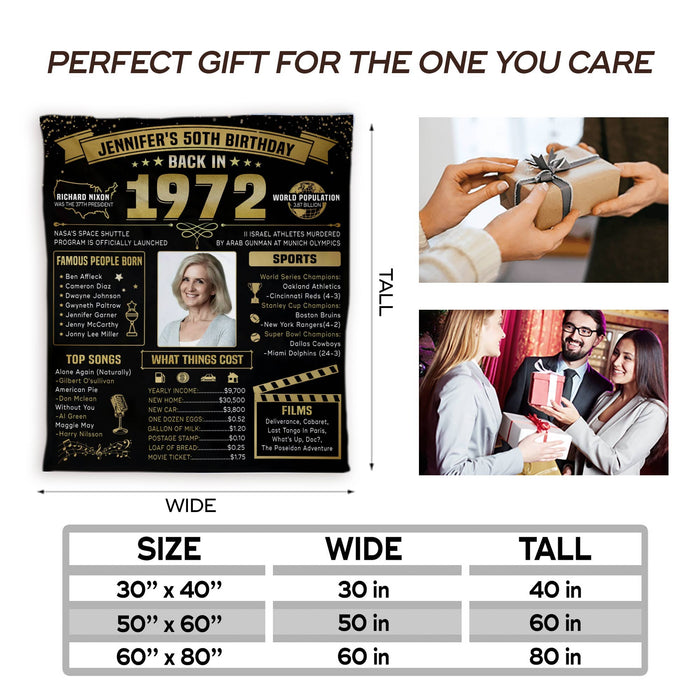 Custom Back In 1972 Blanket, Birthday Gifts For Women For Men, 50th Birthday Gifts For Women, Dad Birthday Gift