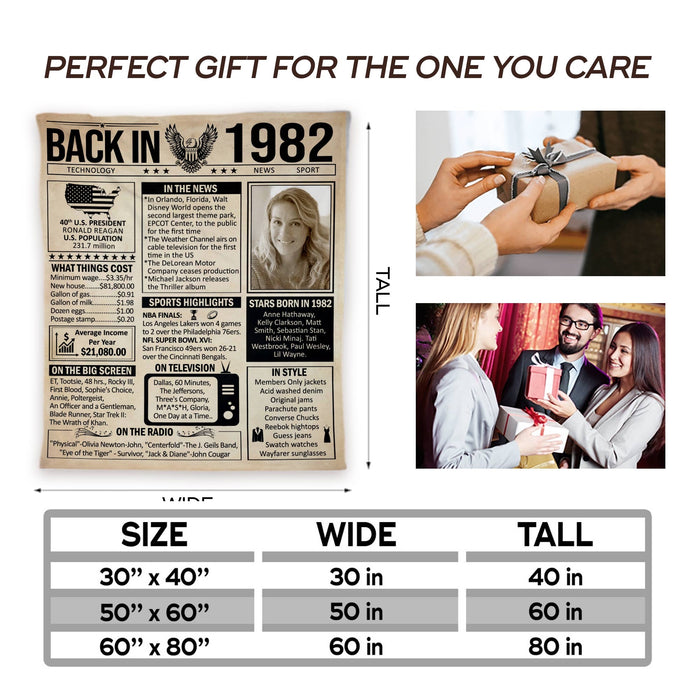 Personalized Back In 1982 Birthday Blanket, 40th Birthday Gifts For Women For Men