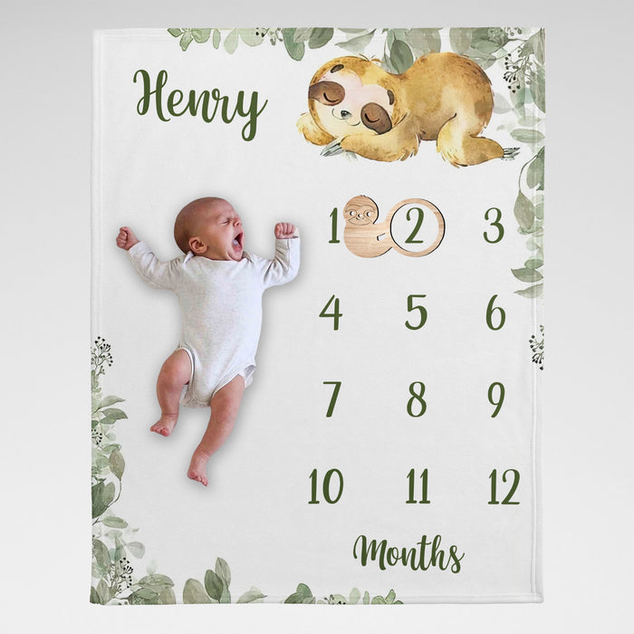 Custom Baby Monthly Milestone Blanket, Baby Calendar Blanket, Baby Shower Gifts, Birthday Gifts For Baby Boy Girl