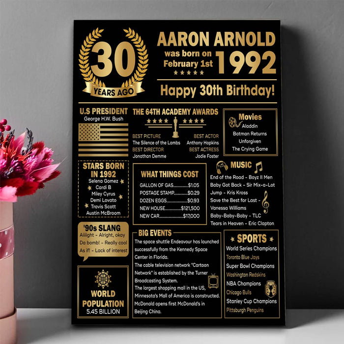 30th Birthday Poster, 30th Birthday Gifts For Women For Men, Milestone Birthday Poster, 30th Birthday Decorations