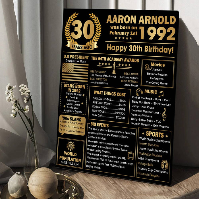 30th Birthday Poster, 30th Birthday Gifts For Women For Men, Milestone Birthday Poster, 30th Birthday Decorations
