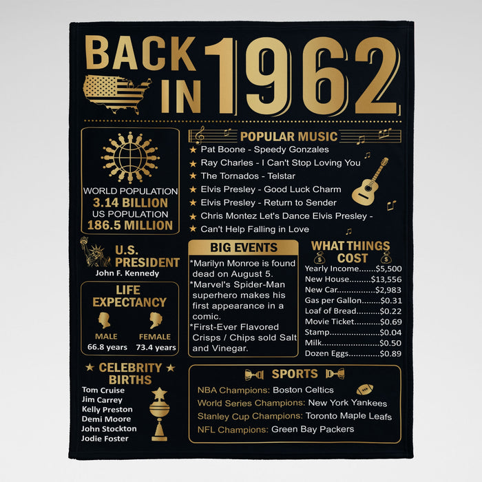 60 Years Ago Back In 1962 Blanket, 60th Birthday Gifts For Men Women, Birthday Blanket For Men Woman, Birthday Blanket