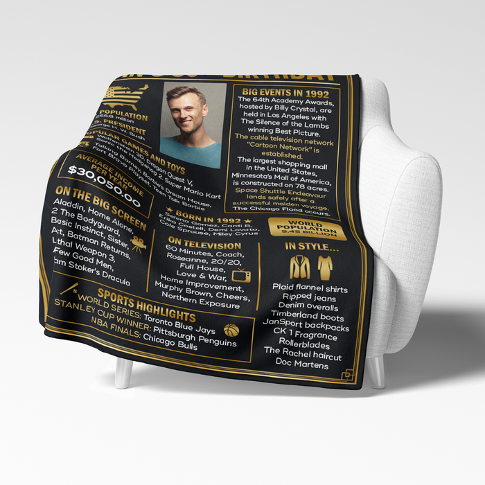 Personalized Back In The Year 1992 Birthday Blanket, 30th Birthday Gifts For Women For Men, Milestone Birthday Blanket, 30th Birthday Decorations