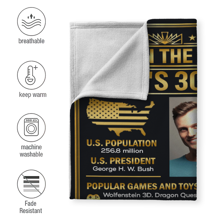 Personalized Back In The Year 1992 Birthday Blanket, 30th Birthday Gifts For Women For Men, Milestone Birthday Blanket, 30th Birthday Decorations
