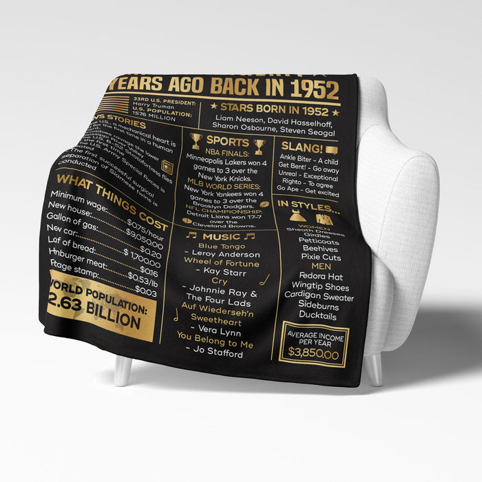 Back In 1952 70th Birthday Blanket, 70th Birthday Gifts For Women