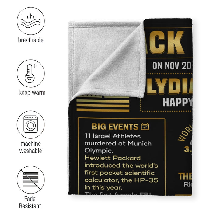 Personalized Back In 1972 Birthday Blanket, 60th Birthday Decorations Gifts For Women For Men