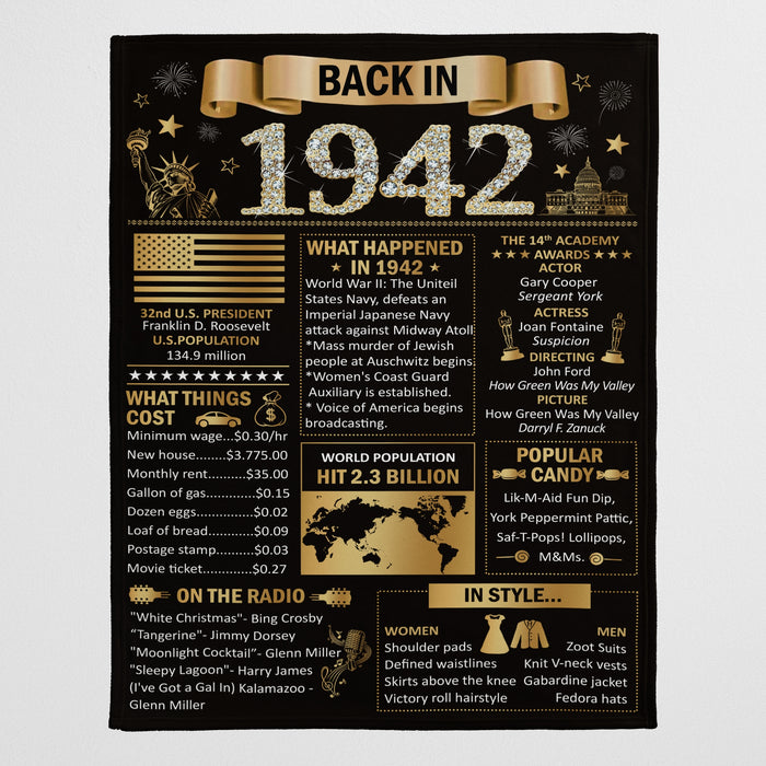 Back In 1942 80th Birthday Blanket, 80th Irthday Decorations, Birthday Milestone, 80th Birthday Gifts For Grandma