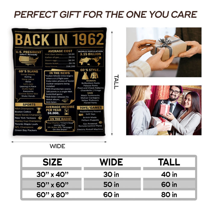 Back In 1962 Blanket, 60th Birthday Decoration Gifts For Women Men