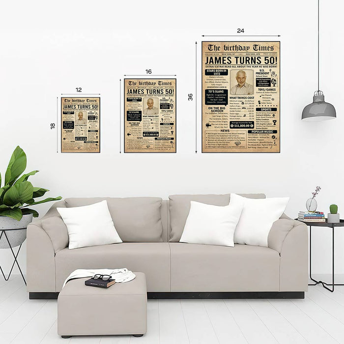 Personalized Back In 1972 Birthday Poster Canvas, 50th Birthday Gifts For Women, Dad Or Mom 50th Birthday Milestone Anniversary Gifts