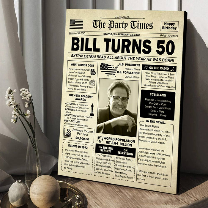 Custom 50 Years Ago Back In 1972 Poster Canvas, Milestone Birthday, 50th Birthday Gifts For Men Women, Birthday Poster For Men Woman, Birthday Poster Canvas