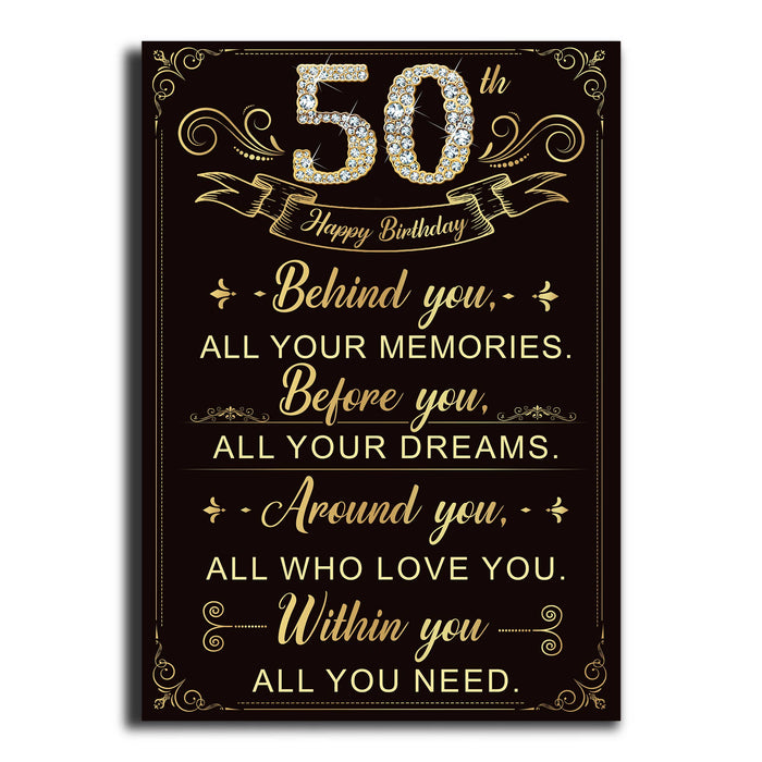 50th Birthday Poster Canvas, Happy 50th Birthday, Women And Mens Gifts For Birthday, 50th Birthday Decorations