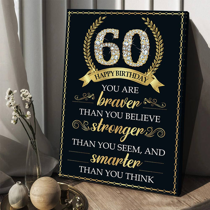 Personalized 60th Birthday Poster Canvas, 60th Birthday Decorations For Women For Men, Mens And Womens Gifts For Birthday