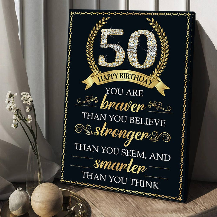Personalized 50th Birthday Poster Canvas, 50th Birthday Decorations For Women For Men, Mens And Womens Gifts For Birthday