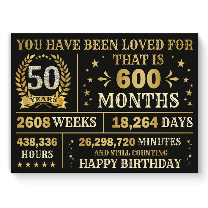 You Have Been Loved For 50 Years Poster Canvas, 50th Birthday Decorations, Birthday Gifts For Mom For Dad
