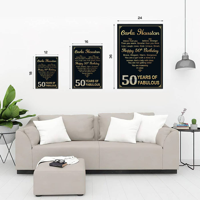 50th Birthday Poster Canvas Decorations, Happy 50th Birthday, 50th Birthday Decorations For Women For Men
