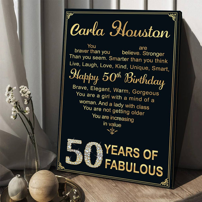 50th Birthday Poster Canvas Decorations, Happy 50th Birthday, 50th Birthday Decorations For Women For Men