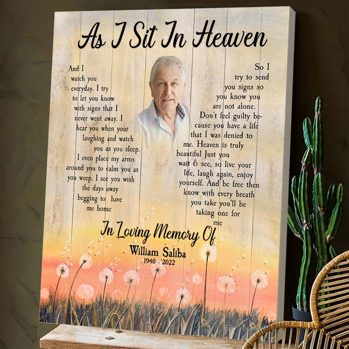 Personalized As I Sit In Heaven Canvas Poster, Memorial Gifts, Memorial Gifts For Loss Of Mother Father