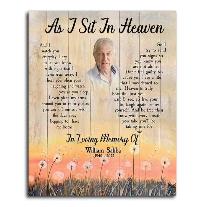 Personalized As I Sit In Heaven Canvas Poster, Memorial Gifts, Memorial Gifts For Loss Of Mother Father