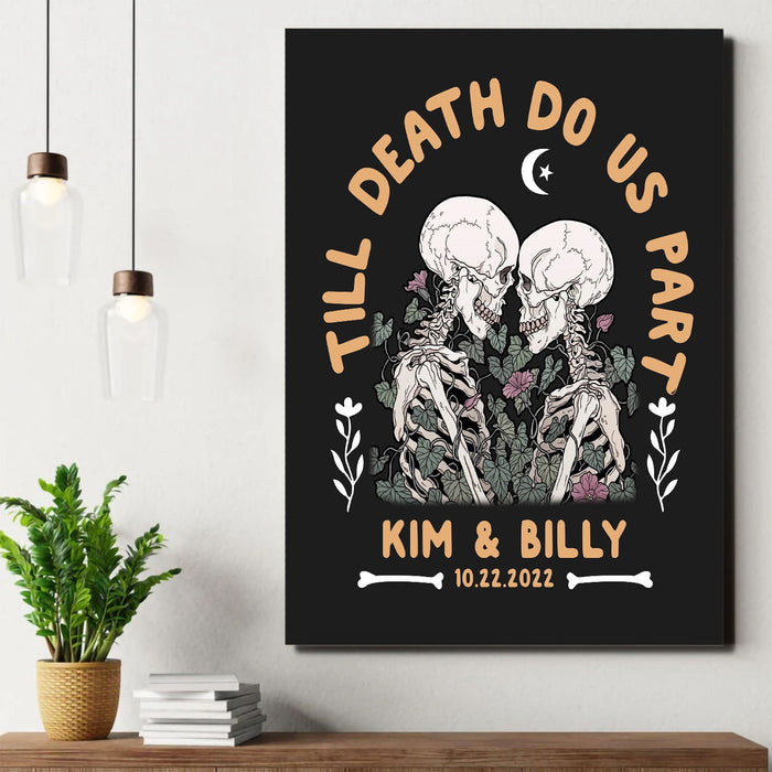 Personalized Til Death Do Us Part Poster Canvas, Halloween Wall Art Decorations, Gifts For Couple, Custom Gifts For Him For Her, Wall Art Home Living