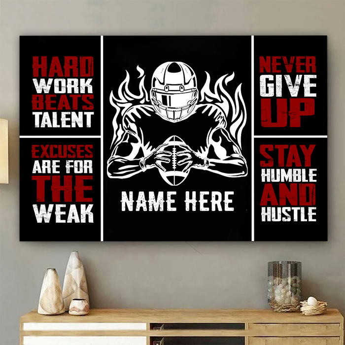 Personalized Hard Work Beats Talent American Football Poster, Football Wall Art Home Decor, Gifts For Football Lover, Sport Lover