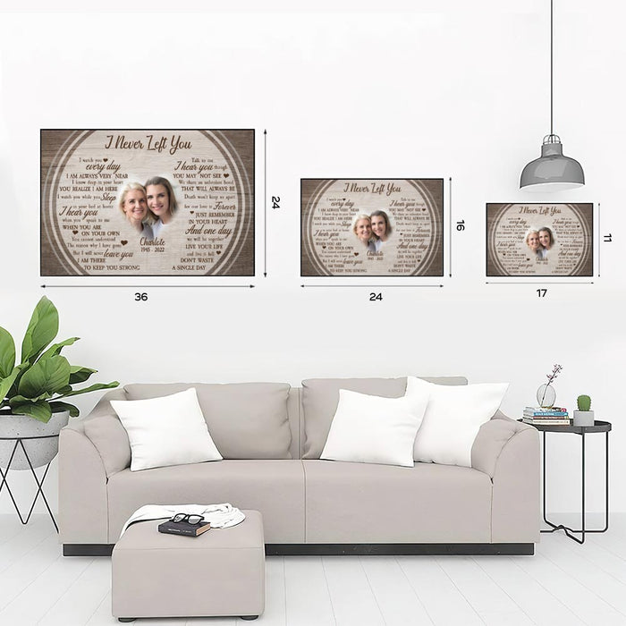 Personalized I Never Left You Mom Poster Canvas, Poster Home Living Decorations, Loss Of Mom, Custom Rememberance Gifts, Sympathy Gifts For Mom