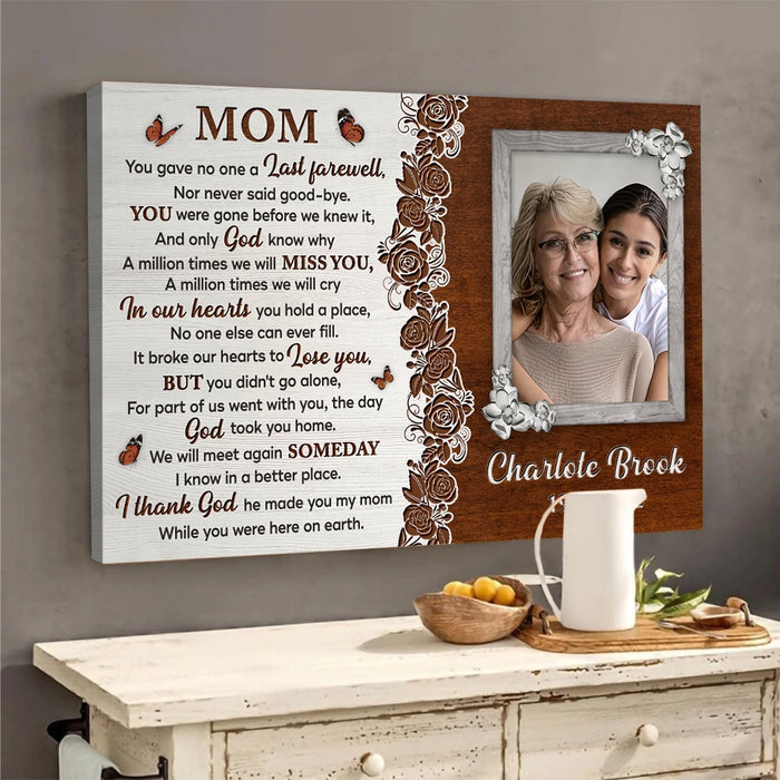 Personalized Mom Always And Forever In Our Hearts Canvas Poster, Mom Remembrance Home Living Decorations, Mother Condolence Memorial Gifts