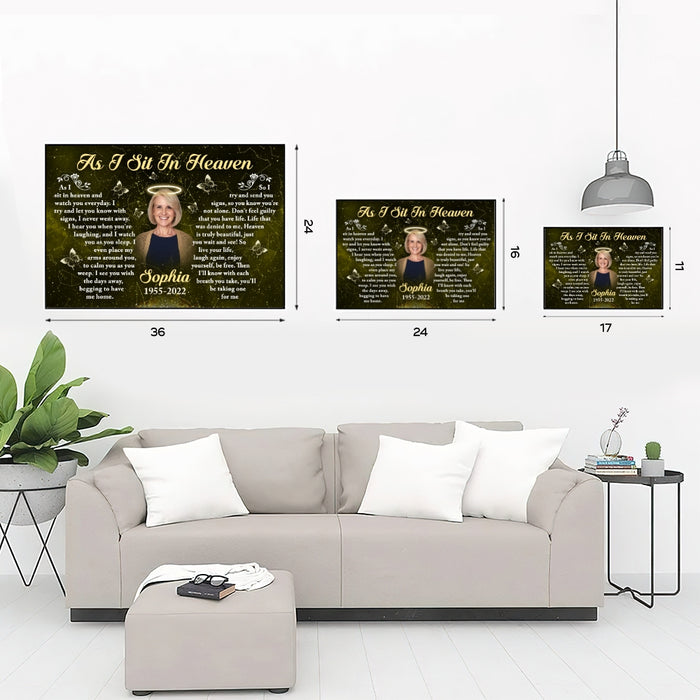 Personalized As I Sit In Heaven Canvas Poster Wall Art Decorations, Mom In Heaven, Loss Of Mother, Condolence Memorial Sympathy Gift