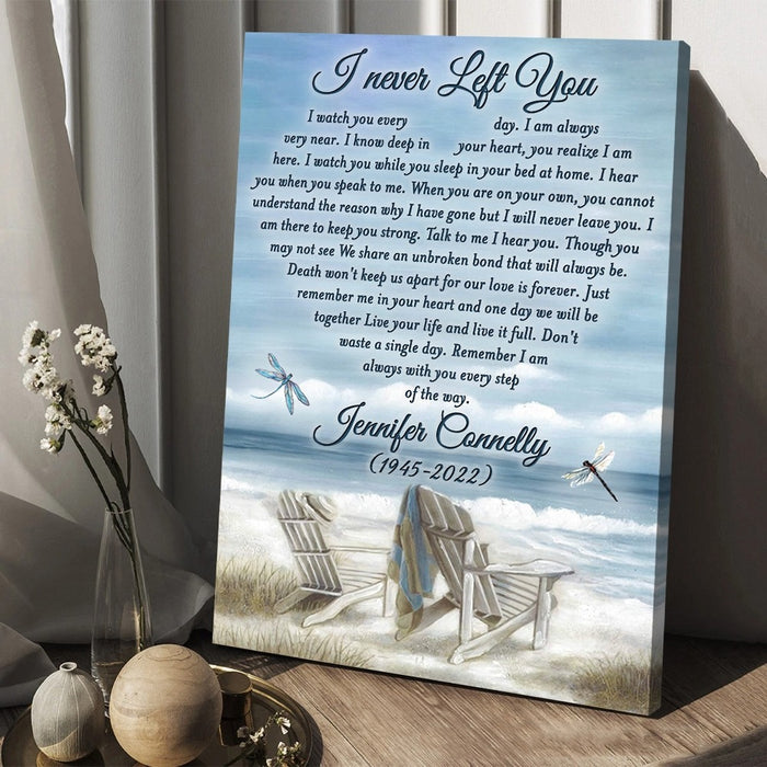 Custom I Never Left You Memorial Poster Canvas, Memorial Gifts, Sympathy Gifts
