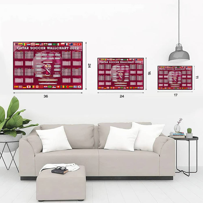 Qatar Soccer World Tournament Cup 2022 Poster Wallchart, 2022 Soccer Game Wall Calendar World Cup Poster Canvas