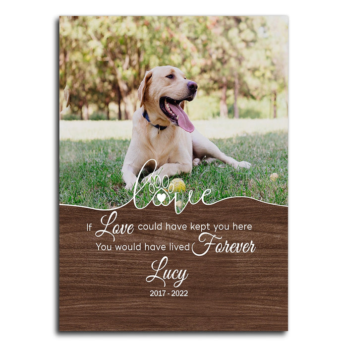 Personalized Memorial Loss Of Dog Poster Canvas, If Love Could Have Kept You Here, Sympathy Bereavement Hanging Decoration Gifts For Dog Mom Dog Dad, Memorial Pet Gifts