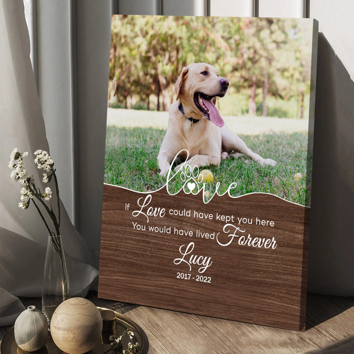 Personalized Memorial Loss Of Dog Poster Canvas, If Love Could Have Kept You Here, Sympathy Bereavement Hanging Decoration Gifts For Dog Mom Dog Dad, Memorial Pet Gifts