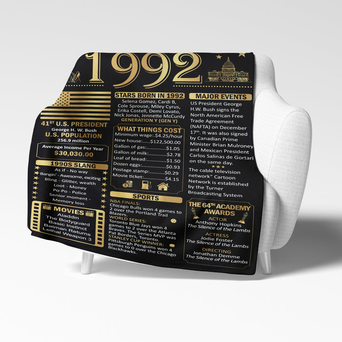 Back In 1992 Blanket, Birthday Gifts For Women, 30th Birthday Gifts For Women, 30th Birthday Decorations Women
