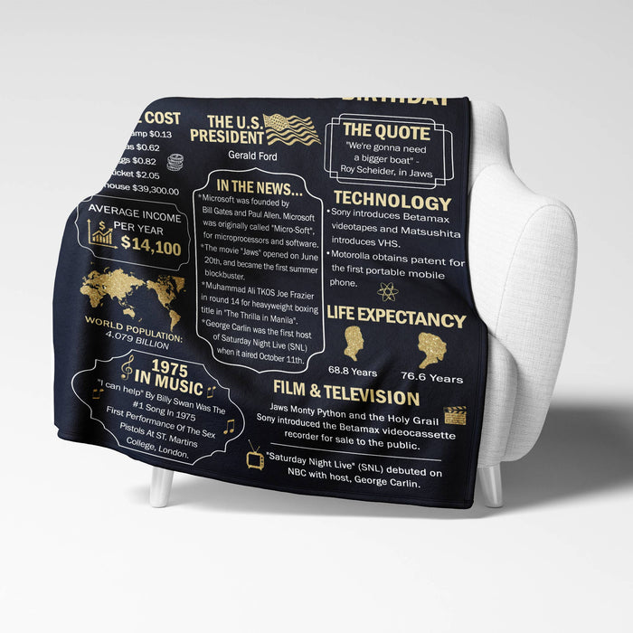 Custom 47th Birthday Gifts For Women For Men, Birthday Milestone Blanket, 47th Birthday Back In 1975 Blanket, 47th Birthday Decorations, Birthday Gifts For Women