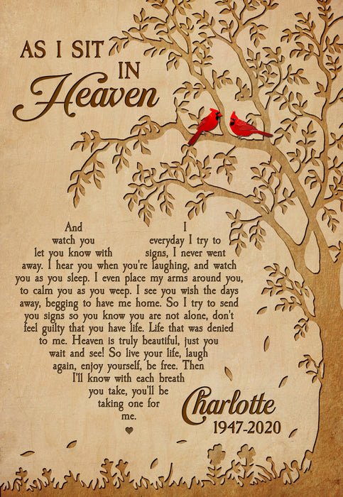 Custom As I Sit In Heaven Memorial Canvas Poster, Memorial Sympathy Bereavement Gifts