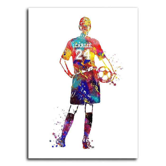 Personalized Soccer Football Female Player Poster Canvas, Sport Gifts For Women, Christmas Birthday Wall Art Decoration Gifts