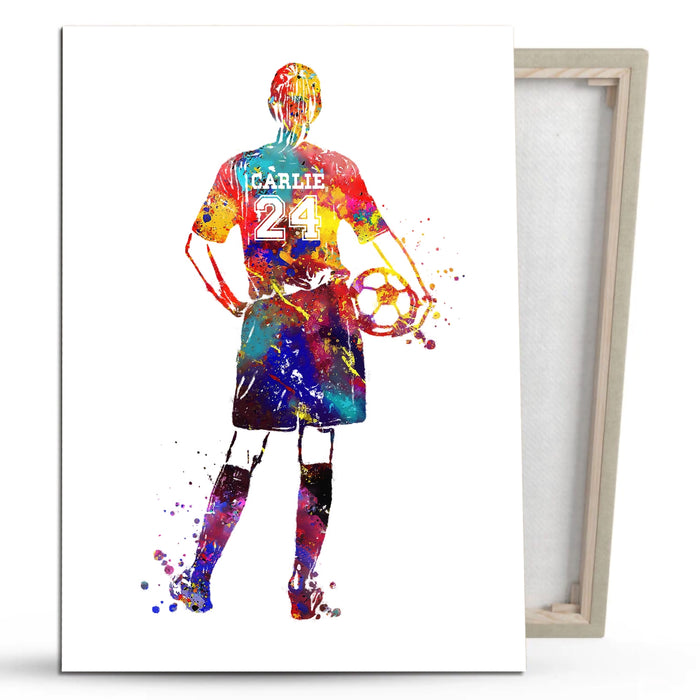 Personalized Soccer Football Female Player Poster Canvas, Sport Gifts For Women, Christmas Birthday Wall Art Decoration Gifts