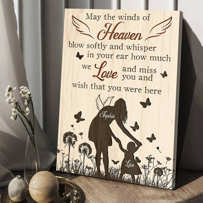 Personalized Mom In Heaven Memorial Poster Canvas, May The Wind Of Heaven, Memorial Sympathy Rememberance Gifts