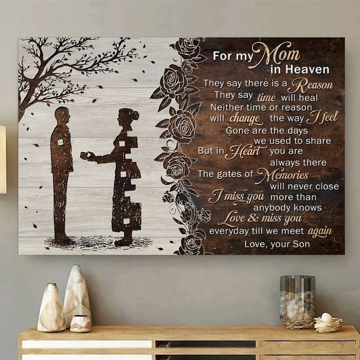Personalized For My Mom In Heaven Memorial Poster Canvas, They Say There Is A Reason, Memorial Sympathy Bereavement Gifts For Loss Of Mother
