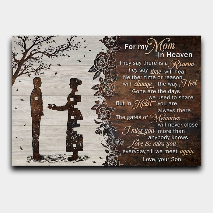 Personalized For My Mom In Heaven Memorial Poster Canvas, They Say There Is A Reason, Memorial Sympathy Bereavement Gifts For Loss Of Mother