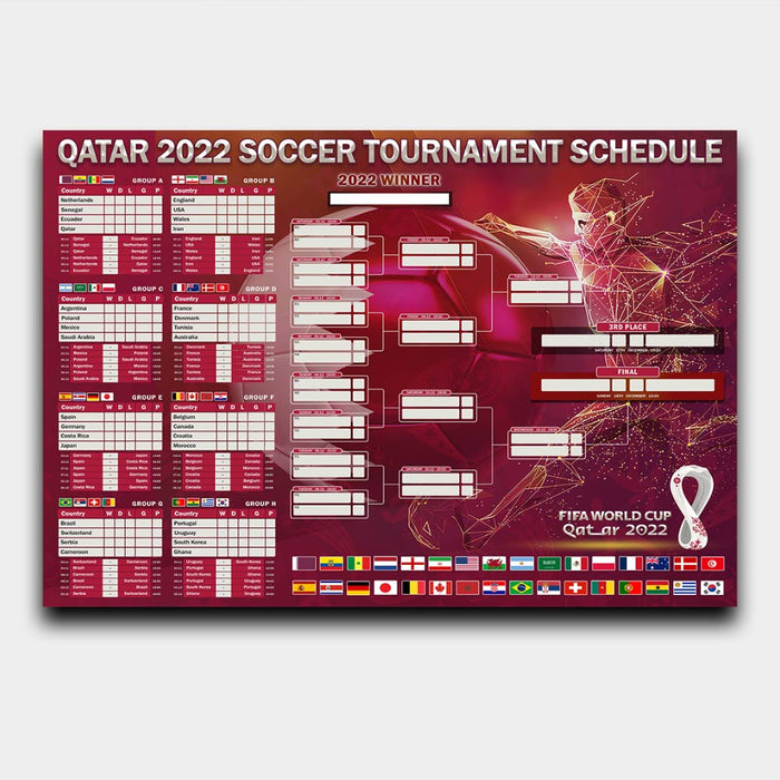 2022 Soccer World Cup Poster, Qatar World Cup 2022 Poster, World Cup 2022 Schedule Bracket Predictor Poster, 2022 Soccer World Championship Poster