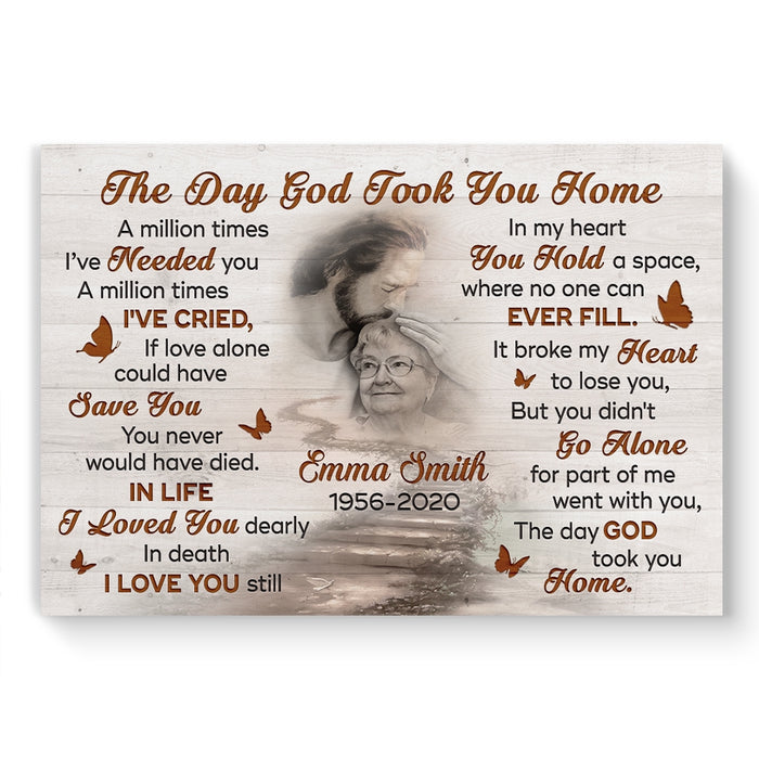 Custom The Day God Took You Home Memorial Canvas Poster, Memorial Sympathy Bereavement Gifts