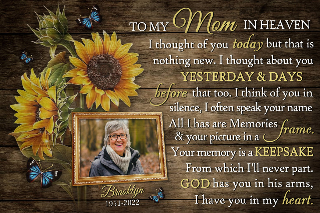 Custom To My Mom In Heaven Memorial Canvas Poster, Memorial Sympathy Bereavement Gifts
