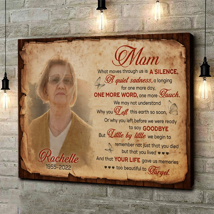 Custom Photo Mom Memorial Canvas Poster, Mom Bereavement Memorial Gifts For Loss Of Mother