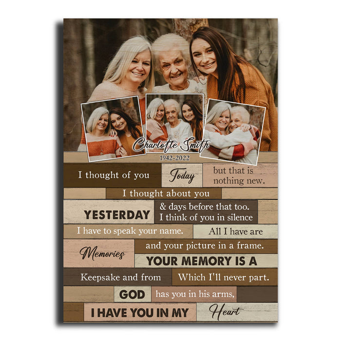 Personalized My Mind Still Talks To You Memorial Poster Canvas, Memorial Sympathy Bereavement Gifts For Mom, Memorial Gifts