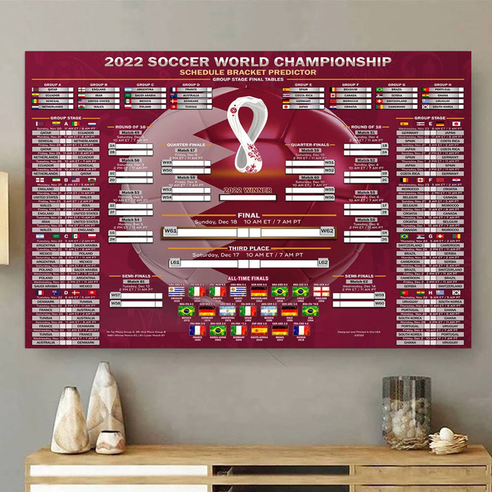 Fifa World Cup 2022 Bracket Poster Canvas, Qatar World Cup 2022 Brackets Wall Chart
