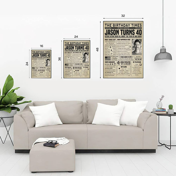 Personalized Back In 1982 Newspaper Vintage 40th Milestone Birthday Poster Canvas, 40th Birthday Gifts For Women For Men, Anniversary Decorations Gifts For Parents