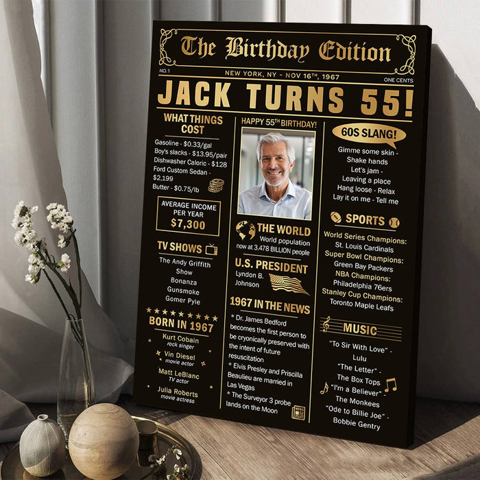 Personalized Back In 1967 Birthday Poster Canvas, 55th Birthday Decorations Gifts For Women For Her