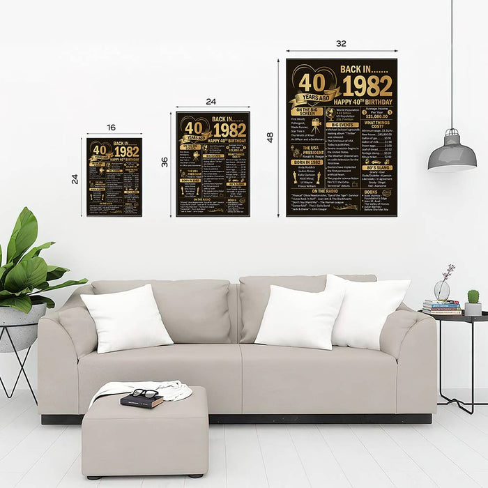 Back In 1982 Poster Canvas, 40th Birthday Gifts For Women For Men, 40th Birthday Decorations, 40th Birthday Poster, Birthday Gifts For Family Friends Mom Dad, Birthday Home Decor Wall Art