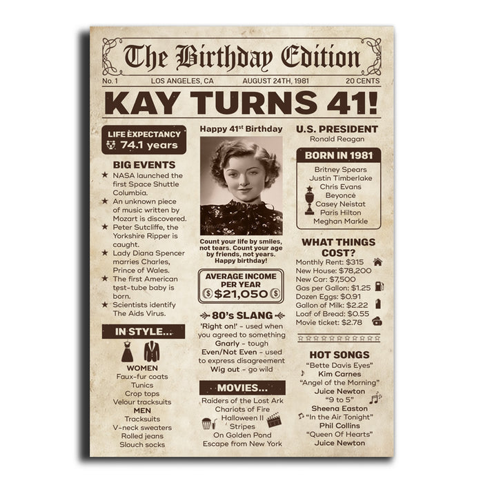 41th Birthday Poster, 41th Birthday Gifts For Women Men, Milestone Birthday Poster, 41th Birthday Decorations