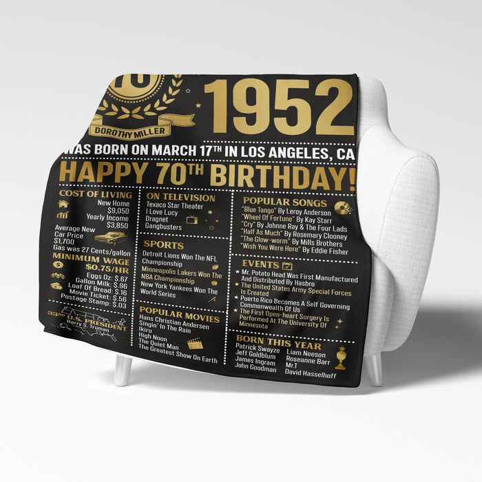 Customized Back In 1972 Birthday Blanket, 50th Birthday Gifts For Women, 50th Birthday Decoration